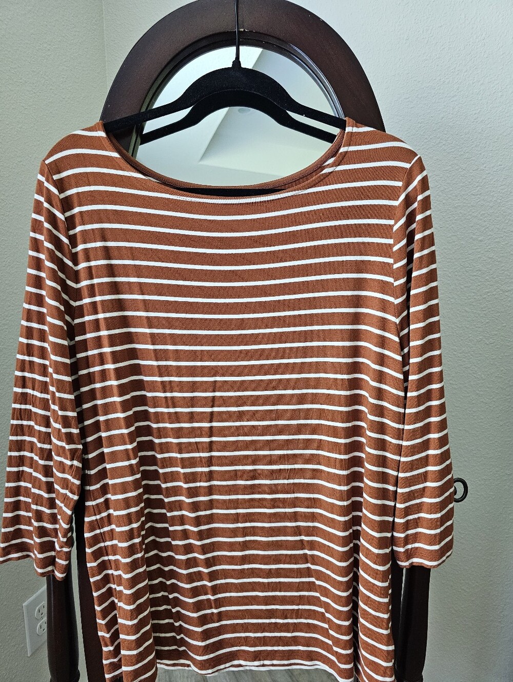 a new day Rust and White Striped Long Sleeve Tee